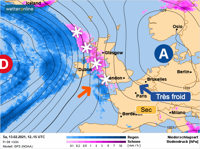 Carte de prévisions d'europe du Samedi 13 février 2021