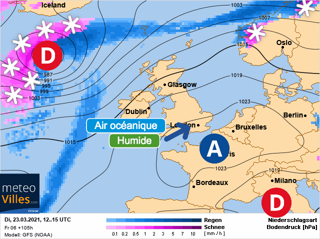 Carte de prévisions d'europe du Mardi 23 mars 2021