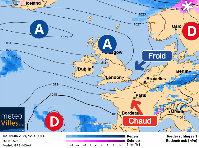Carte de prévisions d'europe du Jeudi 1 avril 2021