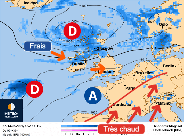 Carte de prévisions d'europe du Vendredi 13 août 2021