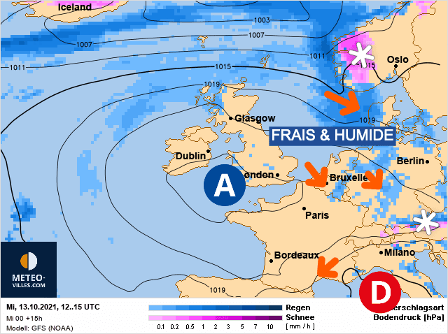 Carte de prévisions d'europe du Mercredi 13 octobre 2021