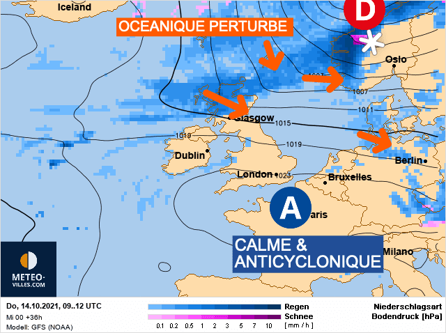 Carte de prévisions d'europe du Jeudi 14 octobre 2021