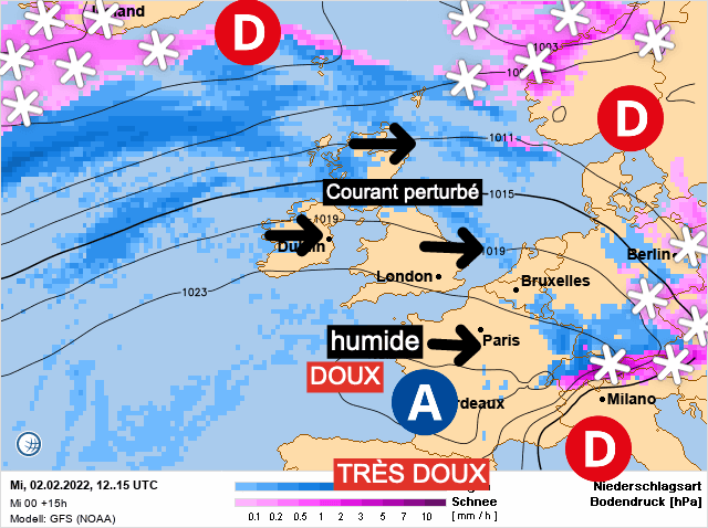Carte de prévisions d'europe du Mercredi 2 février 2022