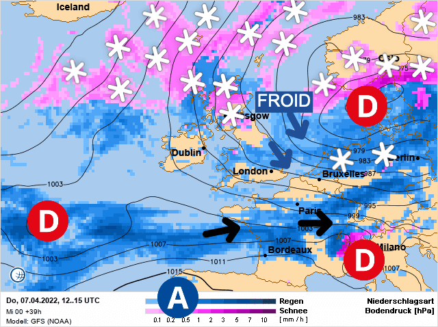 Carte de prévisions d'europe du Jeudi 7 avril 2022