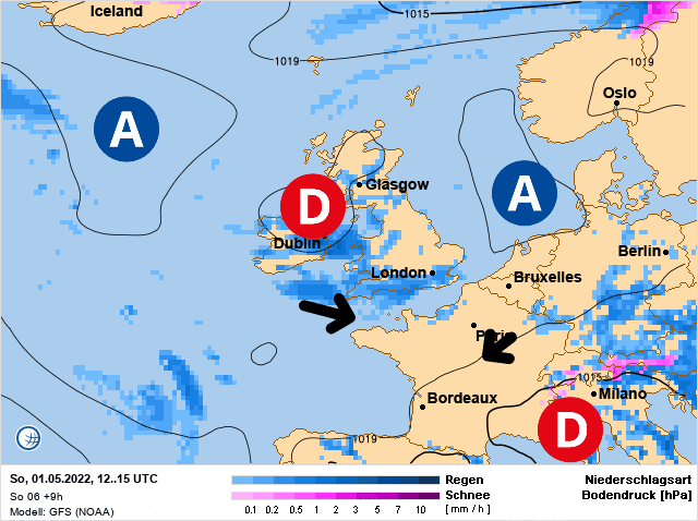 Carte de prévisions d'europe du Dimanche 1 mai 2022