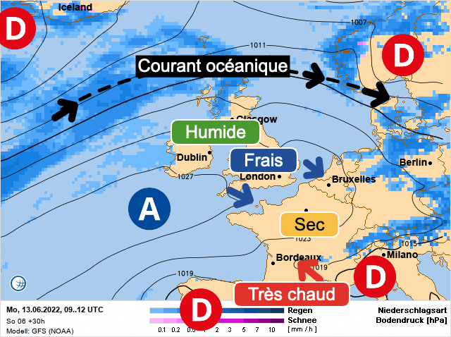 Carte de prévisions d'europe du Lundi 13 juin 2022