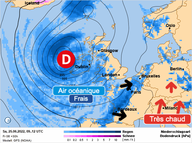 Carte de prévisions d'europe du Samedi 25 juin 2022