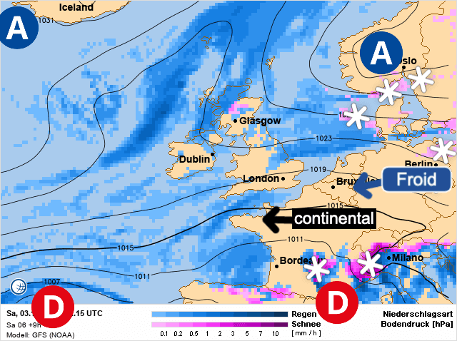 Carte de prévisions d'europe du Samedi 3 décembre 2022