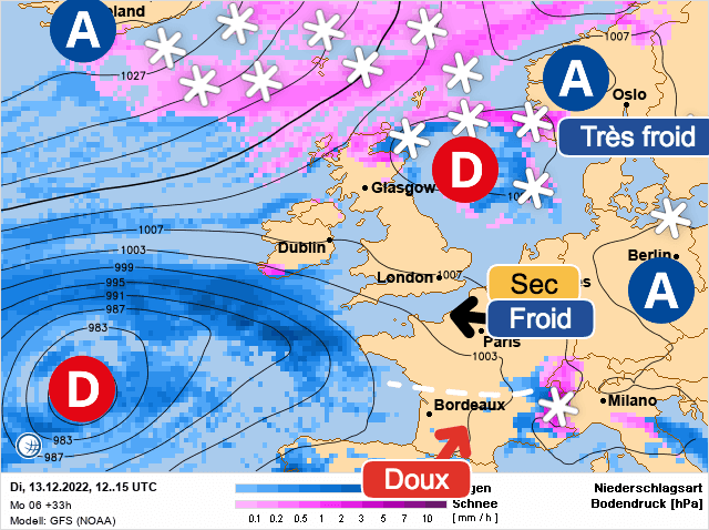 Carte de prévisions d'europe du Mardi 13 décembre 2022