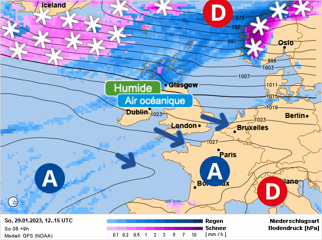 Carte de prévisions d'europe du Dimanche 29 janvier 2023