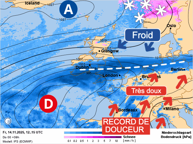 Carte de prévisions d'europe du Vendredi 14 novembre 2025