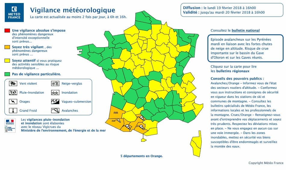 Image d'illustration pour Crue, neige et avalanches : les Pyrénées à risque ce mardi