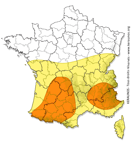 Image d'illustration pour Vigilance : Week-end encore très orageux au Sud avec forte pluie et grêle