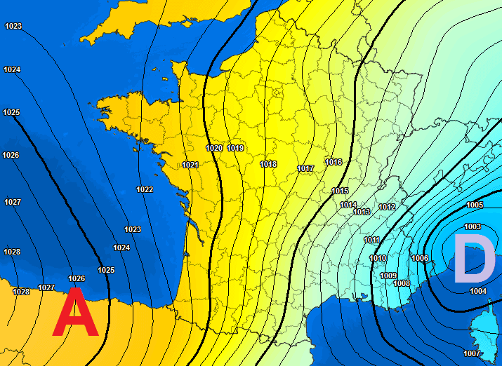 Image d'illustration pour Vent fort entre dépression et anticyclone - Vagues sur l'Atlantique