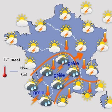 Orageux puis plus stable et de nouveau plus chaud