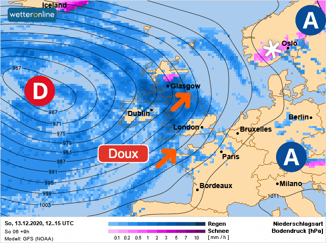 Carte de prévisions d'europe du Dimanche 13 décembre 2020
