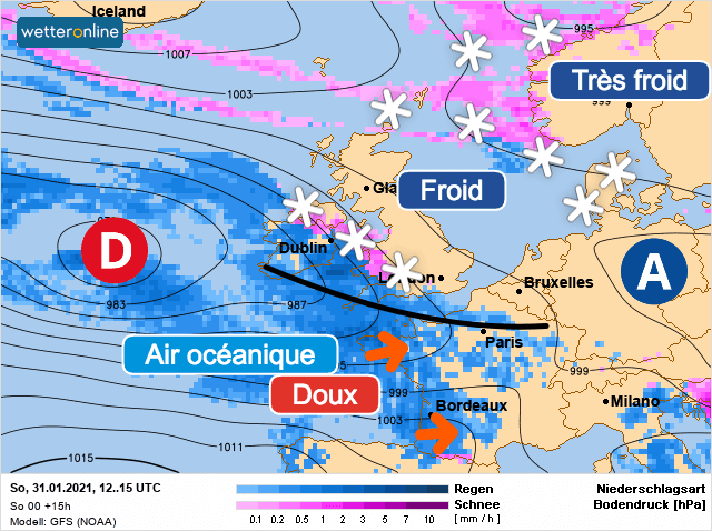 Carte de prévisions d'europe du Dimanche 31 janvier 2021