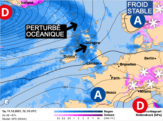 Carte de prévisions d'europe du Samedi 11 décembre 2021