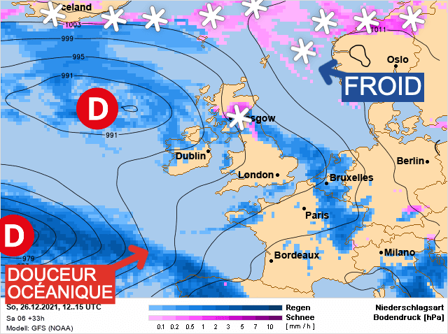 Carte de prévisions d'europe du Dimanche 26 décembre 2021
