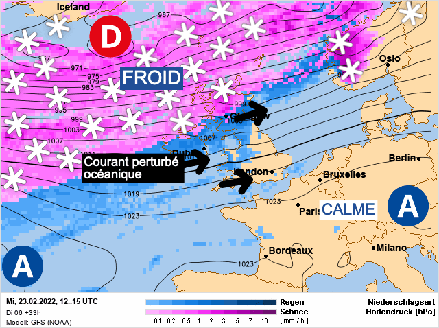 Carte de prévisions d'europe du Mercredi 23 février 2022