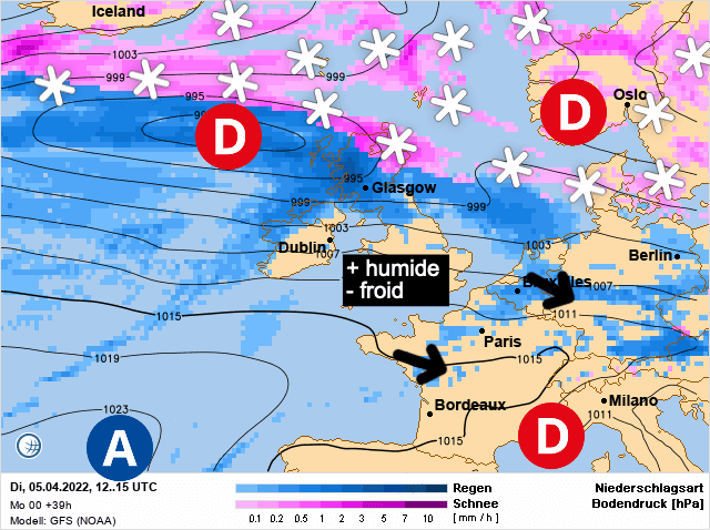 Carte de prévisions d'europe du Mardi 5 avril 2022