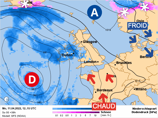 Carte de prévisions d'europe du Lundi 11 avril 2022