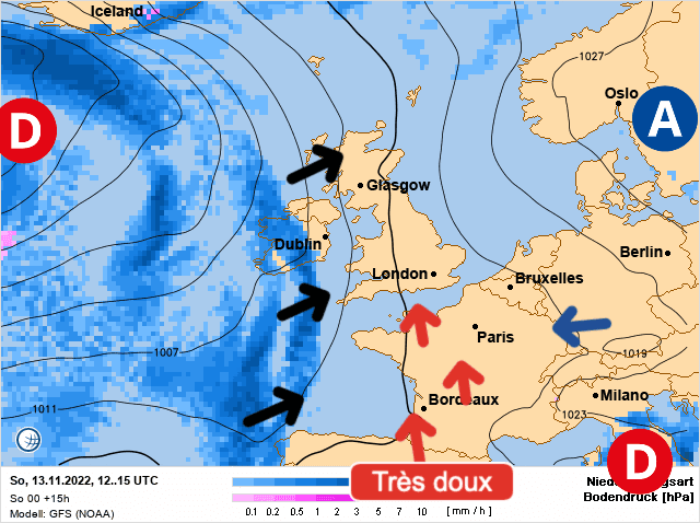 Carte de prévisions d'europe du Dimanche 13 novembre 2022